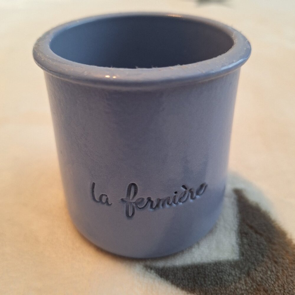 Cermer La Fermiere Yogurt Cup Pot Glazed Terra‎ Cotta Lavender Periwinkle Blue